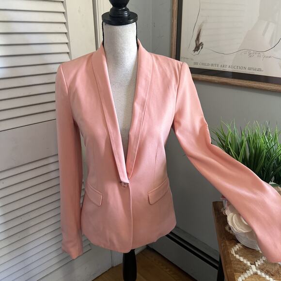 GUESS Blazer Womens 2 Salmon Pink One Button Preppy Retro Career Office - Picture 1 of 13